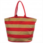 9205- RED & GOLD STRIPES CANVAS TOTE BAG